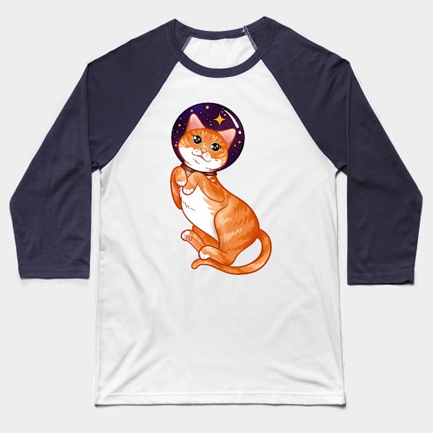 Catstronaut the Astronaut Cat Baseball T-Shirt by Leonie Jonk